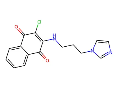 2-chloro-3-{[3-(1H-imidazol-1-yl)propyl]amino}naphthoquinone structure