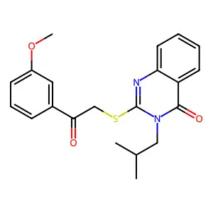 2-{[2-(3-methoxyphenyl)-2-oxoethyl]sulfanyl}-3-(2-methylpropyl)-3,4-dihydroquinazolin-4-one structure
