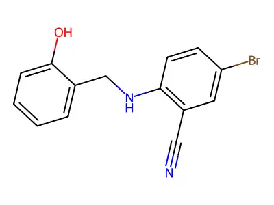 5-Bromo-2-((2-hydroxybenzyl)amino)benzenecarbonitrile structure