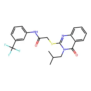 2-{[3-(2-methylpropyl)-4-oxo-3,4-dihydroquinazolin-2-yl]sulfanyl}-N-[3-(trifluoromethyl)phenyl]acetamide structure