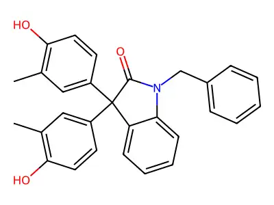 1-Benzyl-3,3-bis(4-hydroxy-3-methylphenyl)indolin-2-one structure