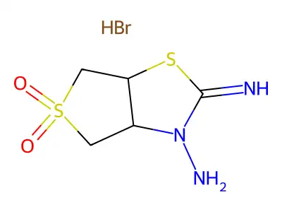 3-amino-2-imino-hexahydro-1,5$l^{6},3-[1$l^{6}]thieno[3,4-d][1,3]thiazole-5,5-dione hydrobromide structure