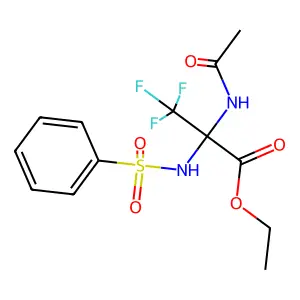 Ethyl 2-(acetylamino)-3,3,3-trifluoro-2-[(phenylsulfonyl)amino]propanoate structure