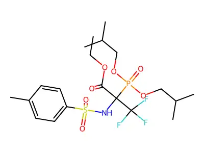 ethyl 2-(diisobutoxyphosphoryl)-3,3,3-trifluoro-2-{[(4-methylphenyl)sulphonyl]amino}propanoate structure