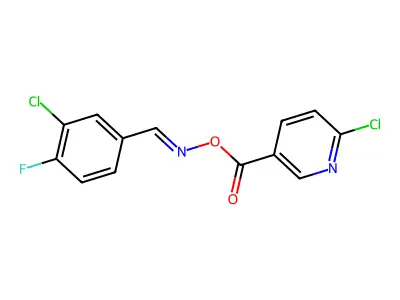 [(3-Chloro-4-fluorophenyl)methylideneamino] 6-chloropyridine-3-carboxylate structure