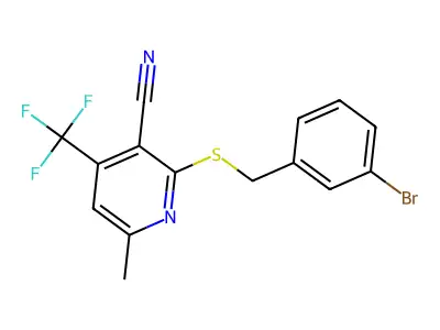 2-[(3-Bromobenzyl)sulfanyl]-6-methyl-4-(trifluoromethyl)pyridine-3-carbonitrile structure