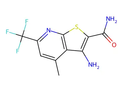 3-Amino-4-methyl-6-(trifluoromethyl)thieno[2,3-b]pyridine-2-carboxamide structure