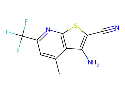 3-Amino-4-methyl-6-(trifluoromethyl)thieno[2,3-b]pyridine-2-carbonitrile structure