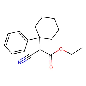 Ethyl 2-cyano-2-(1-phenylcyclohexyl)acetate structure
