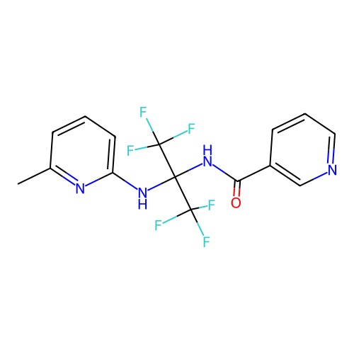 N-[2,2,2-Trifluoro-1-[(6-methyl-2-pyridyl)amino]-1-(trifluoromethyl)ethyl]nicotinamide structure