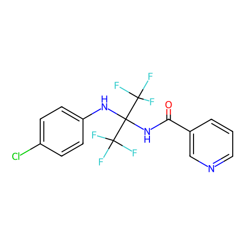 N-[1-(4-Chloroanilino)-2,2,2-trifluoro-1-(trifluoromethyl)ethyl]nicotinamide structure