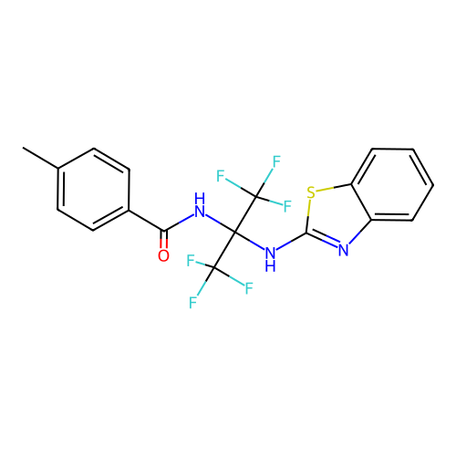 N-[1-(2-Benzothiazolylamino)-2,2,2-trifluoro-1-(trifluoromethyl)ethyl]-p-toluamide structure