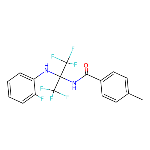 N-[2,2,2-Trifluoro-1-(2-fluoroanilino)-1-(trifluoromethyl)ethyl]-p-toluamide structure
