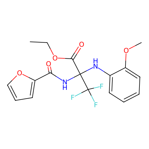 ethyl 3,3,3-trifluoro-N-(furan-2-ylcarbonyl)-2-[(2-methoxyphenyl)amino]alaninate structure
