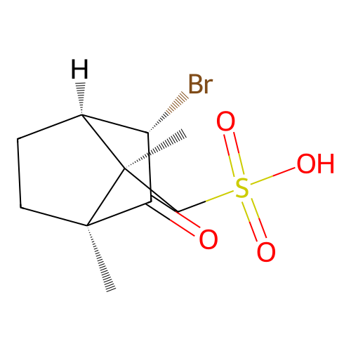 rel-((1S,3S,4R,7R)-3-Bromo-1,7-dimethyl-2-oxobicyclo[2.2.1]heptan-7-yl)methanesulfonic acid structure