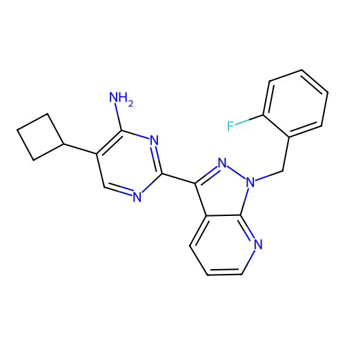 5-Cyclobutyl-2-[1-[(2-fluorophenyl)methyl]-1H-pyrazolo[3,4-b]pyridin-3-yl]-4-pyrimidinamine structure
