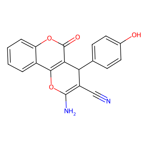 2-amino-4-(4-hydroxyphenyl)-5-oxo-4H,5H-pyrano[3,2-c]chromene-3-carbonitrile structure
