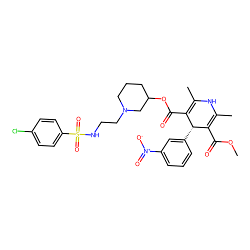3,5-Pyridinedicarboxylic acid, 1,4-dihydro-2,6-dimethyl-4-(3-nitrophenyl)-, 1-(2-(((4-chlorophenyl)sulfonyl)amino)ethyl)-3-piperidinyl methyl ester, (4S)- structure
