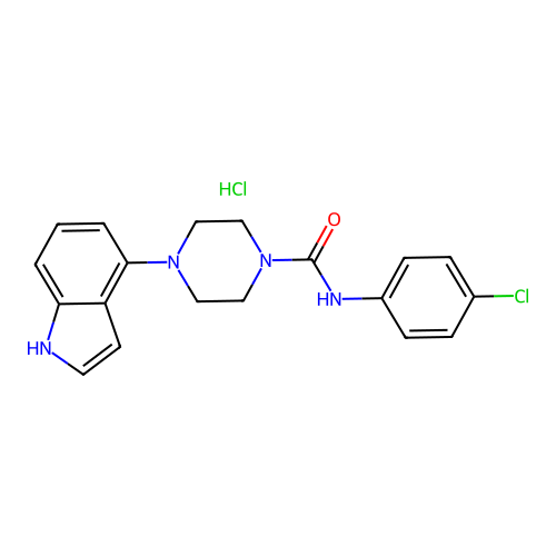 N-(4-chlorophenyl)-4-(1H-indol-4-yl)piperazine-1-carboxamide;hydrochloride structure