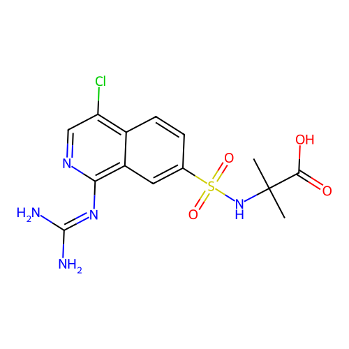2-(((4-Chloro-1-guanidino-7-isoquinolinyl)sulfonyl)amino)isobutyric acid structure