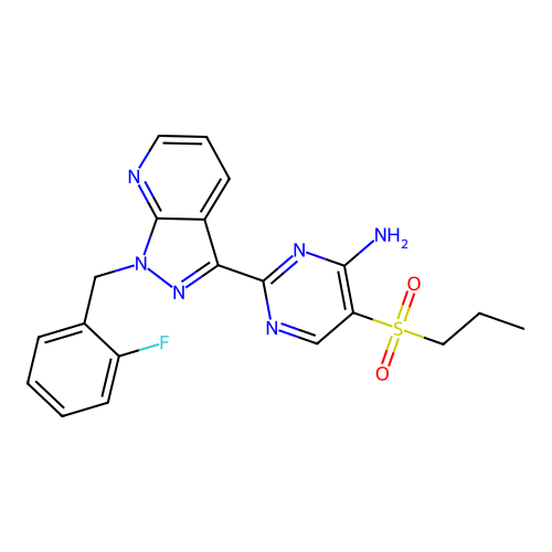 2-[1-[(2-Fluorophenyl)methyl]-1H-pyrazolo[3,4-b]pyridin-3-yl]-5-(propylsulfonyl)-4-pyrimidinamine structure