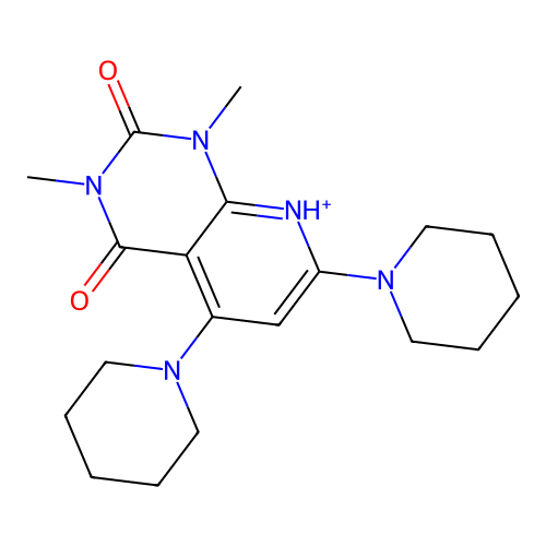 1,3-Dimethyl-5,7-di(piperidin-1-yl)pyrido[2,3-d]pyrimidin-8-ium-2,4-dione structure