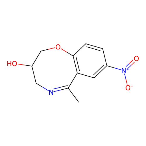 DL-3-Hydroxy-6-methyl-8-nitro-3,4-dihydro-1,5-benzoxazocine structure