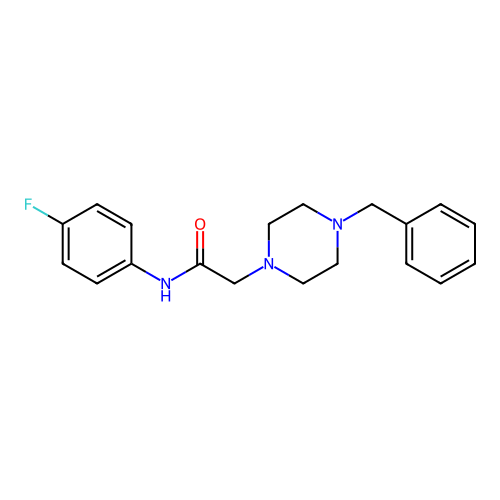 2-(4-benzylpiperazin-1-yl)-N-(4-fluorophenyl)acetamide structure