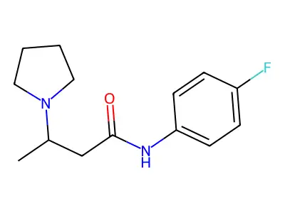 N-(4-fluorophenyl)-3-(1-pyrrolidinyl)butanamide structure