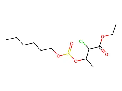 Ethyl 2-chloro-3-hexoxysulfinyloxybutanoate structure