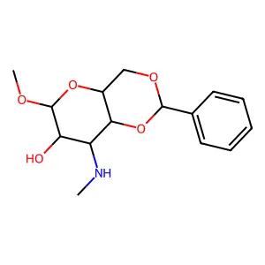 Methyl 4,6-O-benzylidene-3-deoxy-3-(methylamino)hexopyranoside structure