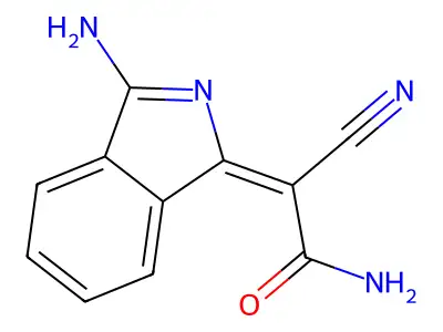 (2E)-2-(3-aminoisoindol-1-ylidene)-2-cyanoacetamide structure