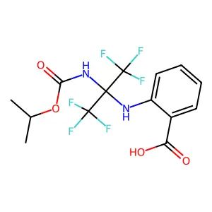 2-{[2,2,2-trifluoro-1-[(isopropoxycarbonyl)amino]-1-(trifluoromethyl)ethyl]amino}benzoic acid structure