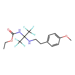 Ethyl N-[1,1,1,3,3,3-hexafluoro-2-[2-(4-methoxyphenyl)ethylamino]propan-2-yl]carbamate structure