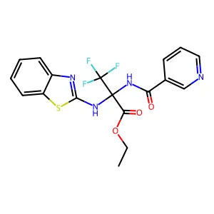 Ethyl 2-(2-benzothiazolylamino)-3,3,3-trifluoro-2-nicotinamidopropionate structure