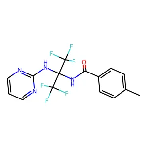 N-[1,1,1,3,3,3-hexafluoro-2-(pyrimidin-2-ylamino)propan-2-yl]-4-methylbenzamide structure