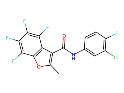 N3-(3-chloro-4-fluorophenyl)-4,5,6,7-tetrafluoro-2-methylbenzo[b]furan-3-carboxamide structure