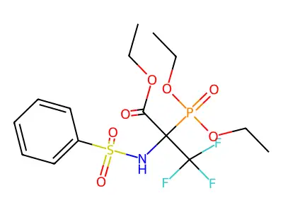 ethyl 2-(diethoxyphosphoryl)-3,3,3-trifluoro-2-[(phenylsulphonyl)amino]propanoate structure