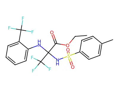 ethyl 3,3,3-trifluoro-2-{[(4-methylphenyl)sulphonyl]amino}-2-[2-(trifluoromethyl)anilino]propanoate structure