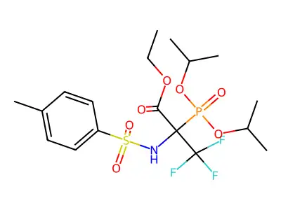 ethyl 2-(diisopropoxyphosphoryl)-3,3,3-trifluoro-2-{[(4-methylphenyl)sulphonyl]amino}propanoate structure