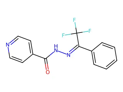 N-[(Z)-(2,2,2-trifluoro-1-phenylethylidene)amino]pyridine-4-carboxamide structure