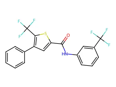 4-phenyl-5-(trifluoromethyl)-N-[3-(trifluoromethyl)phenyl]thiophene-2-carboxamide structure