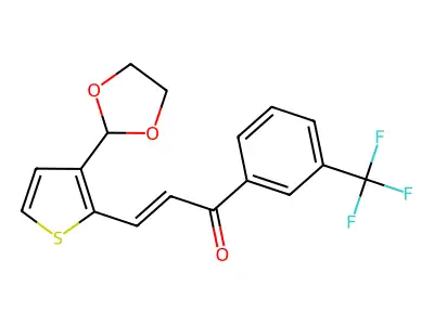 3-[3-(1,3-dioxolan-2-yl)-2-thienyl]-1-[3-(trifluoromethyl)phenyl]prop-2-en-1-one structure