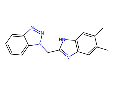 1-[(5,6-Dimethyl-1H-1,3-benzodiazol-2-yl)methyl]-1H-1,2,3-benzotriazole structure