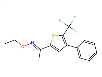 (Z)-N-Ethoxy-1-[4-phenyl-5-(trifluoromethyl)thiophen-2-yl]ethanimine structure