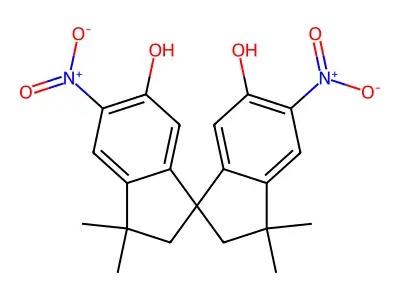 3,3,3',3'-tetramethyl-5,5'-dinitro-2,2',3,3'-tetrahydro-1,1'-spirobi[indene]-6,6'-diol structure