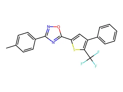5-[4-Phenyl-5-(trifluoromethyl)-2-thienyl]-3-(p-tolyl)-1,2,4-oxadiazole structure