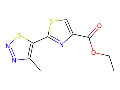 Ethyl 2-(4-methyl-1,2,3-thiadiazol-5-yl)-4-thiazolecarboxylate structure