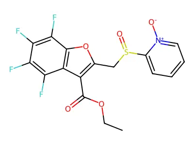 2-({[3-(ethoxycarbonyl)-4,5,6,7-tetrafluorobenzo[b]furan-2-yl]methyl}sulphinyl)pyridinium-1-olate structure