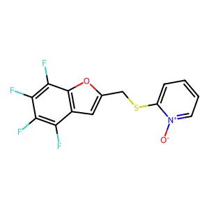 2-{[(4,5,6,7-Tetrafluoro-1-benzofuran-2-yl)methyl]thio}pyridinium-1-olate structure